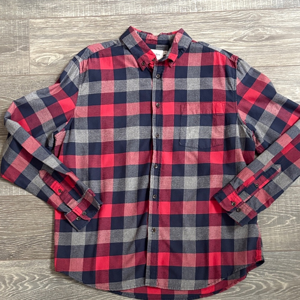 Goodfellow & Co Red and Gray Plaid Button Down Shirt